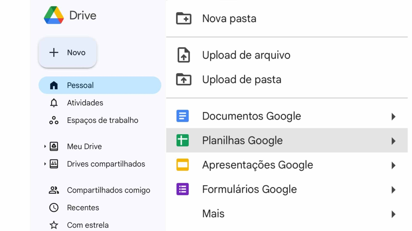 planilhas Google