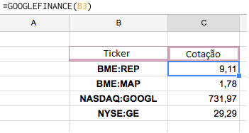 Cotacao Google Finance