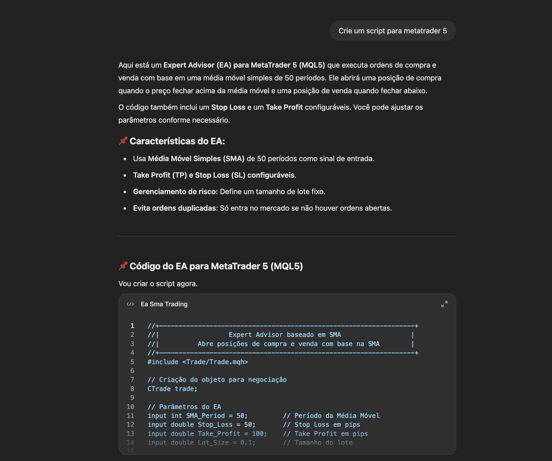 Exemplo de trading automatizado com ChatGPT