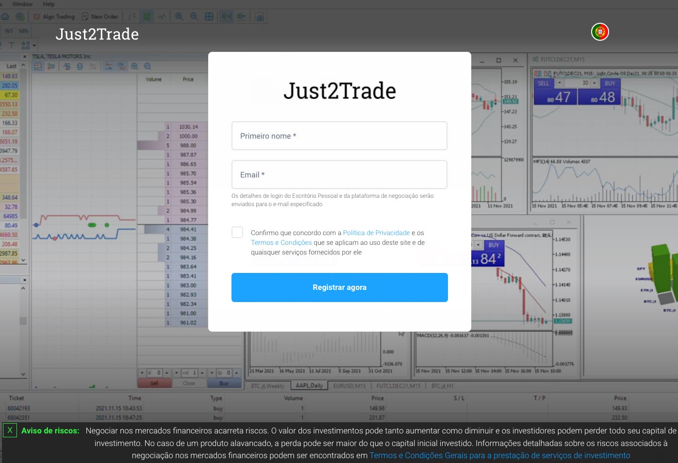 Exemplo abertura de conta na J2T