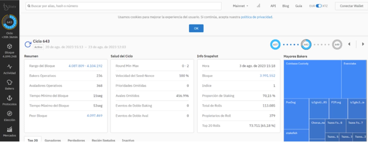 explorador de blockchain Tezos