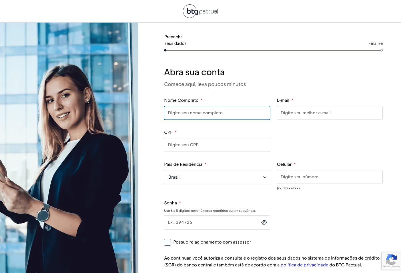 Abertura de conta BTG Pactual