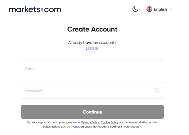 Como se registrar e começar a operar na Markets.com