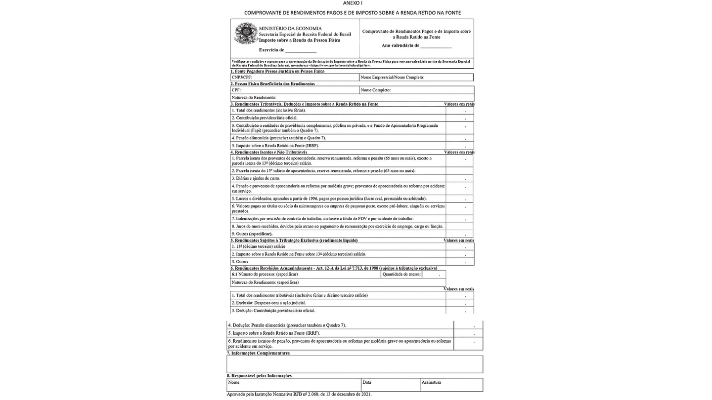 Comprovante de rendimentos IRPF